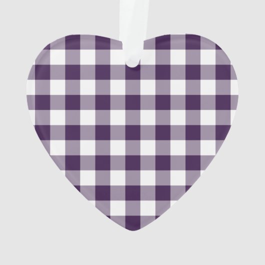 Paarse en witte gingham Pattern Ornament (achterkant)