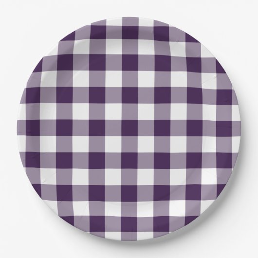 Paarse en witte gingham Pattern Papieren Bordje (Voorkant)