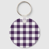 Paarse en witte gingham Pattern Sleutelhanger (Voorkant)