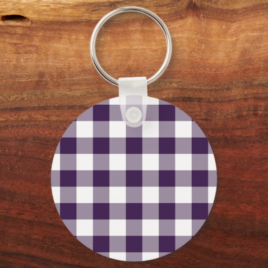 Paarse en witte gingham Pattern Sleutelhanger (Voorkant)