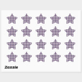 Paarse en witte gingham Pattern Ster Sticker (Vel)