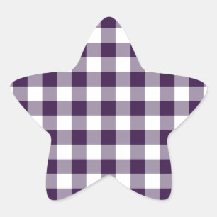 Paarse en witte gingham Pattern Ster Sticker