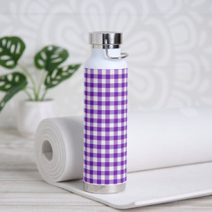 Paarse en witte gingham Pattern Waterfles