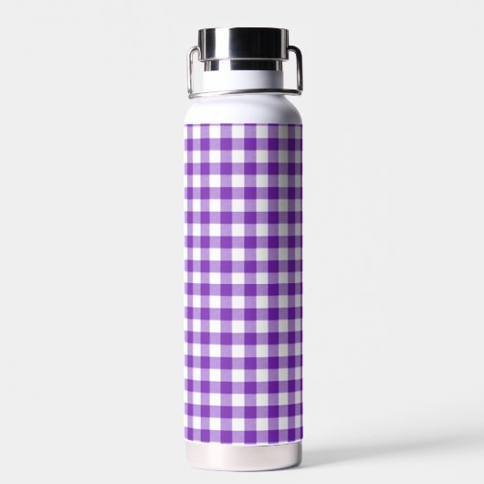 Paarse en witte gingham Pattern Waterfles (Achterkant)