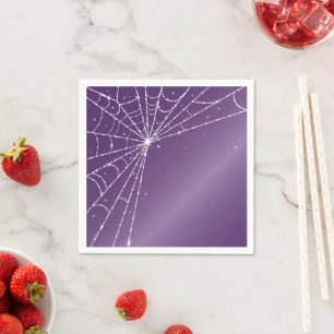 Paarse en Witte Glanzende Diamanten Spinnenweb Servet