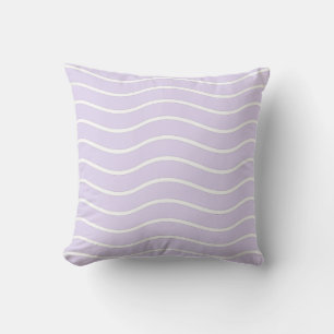 Paarse en witte golvende lijnen design kussen