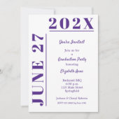 Paarse en Witte GraduPartij Kaart (Voorkant)