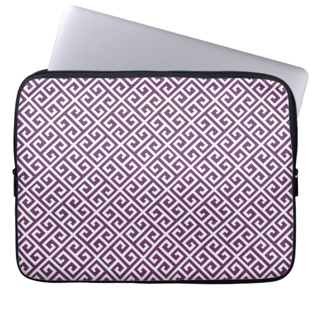 Paarse en witte Griekse laptophoes Laptop Sleeve (Voorkant)
