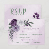 paarse en witte griesgriesmeel keuze RSVP kaartje (Voorkant / Achterkant)