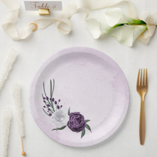 paarse en witte grillenbruiloft papieren bordje
