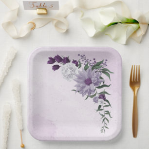 paarse en witte grillenbruiloft papieren bordje