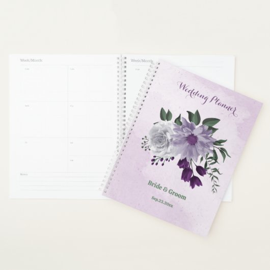 paarse en witte grillenbruiloft planner (Display)