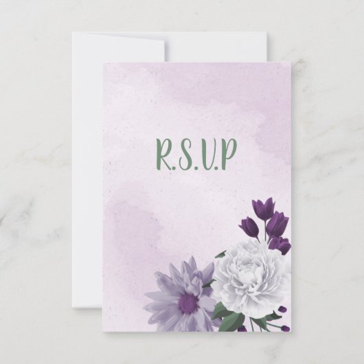 paarse en witte grillenbruiloft RSVP kaartje (Achterkant)