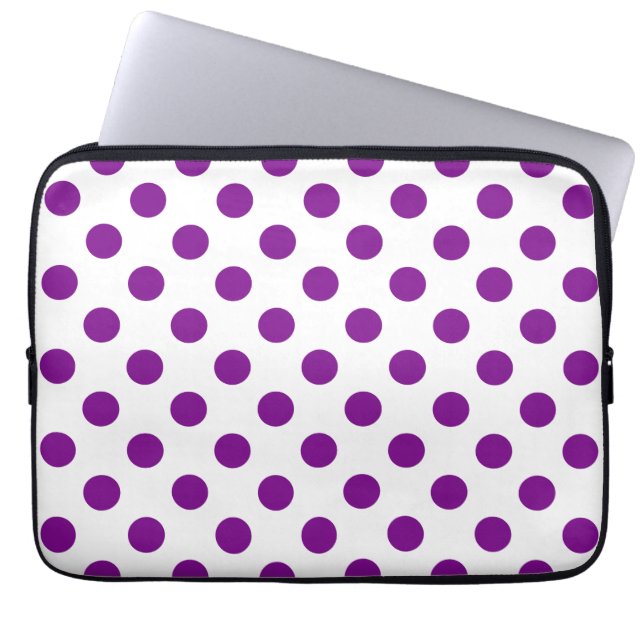 Paarse en witte haarpunten laptop sleeve (Voorkant)