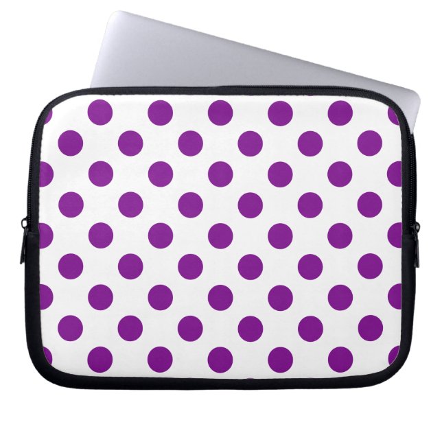 Paarse en witte haarpunten laptop sleeve (Voorkant)