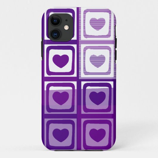 Paarse en witte harten Case-Mate iPhone case (Achterkant)