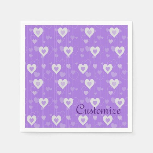 Paarse en witte harten Pattern Napkins Servetten (Voorkant)
