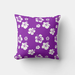 Paarse en Witte Hibiscus Kussen