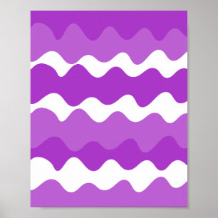 Paarse en witte horizontale golvenpatroon poster
