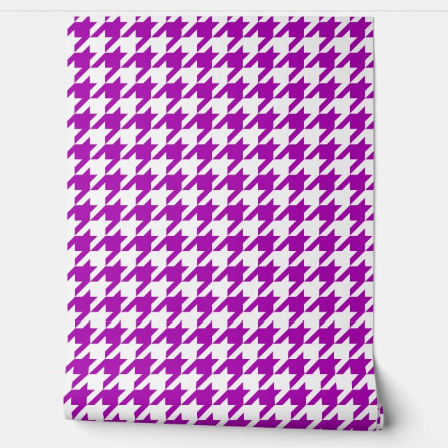 Paarse en Witte Houndstooth Check Behang (Afrollen)