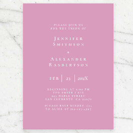 Paarse en witte huwelijksuitnodiging kaart