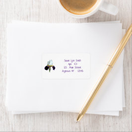 Paarse en Witte Iris Adres Verzendlabels Etiket