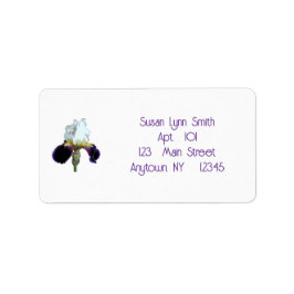 Paarse en Witte Iris Adres Verzendlabels Etiket