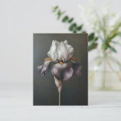 Paarse en witte iris botanische schilderij briefkaart (Staand voorkant)