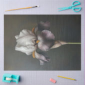 Paarse en witte Iris Botanische Schilderij Decoupa Tissuepapier (Craft)