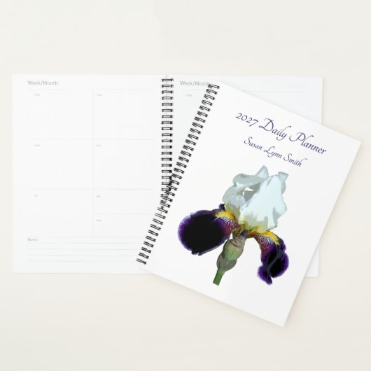 Paarse en Witte Iris Dagplanner Planner (Display)