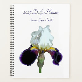 Paarse en Witte Iris Dagplanner Planner
