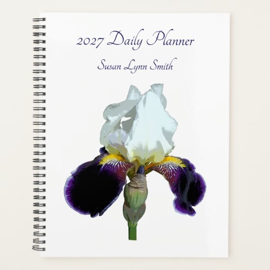Paarse en Witte Iris Dagplanner Planner (Voorkant)