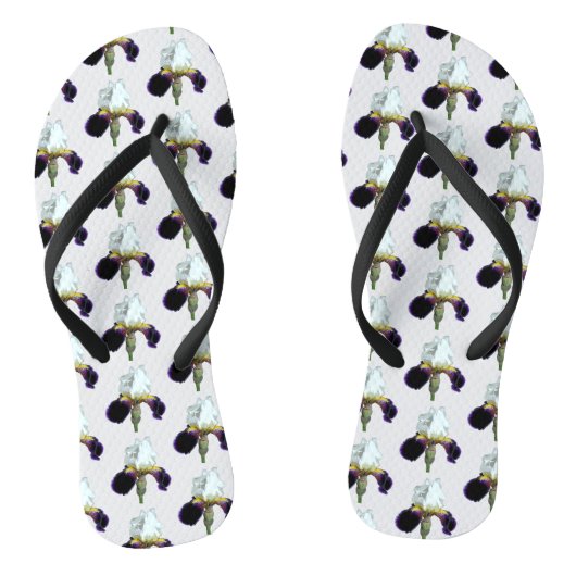 Paarse en Witte Iris Dames Slippers Teenslippers (Voetbed)
