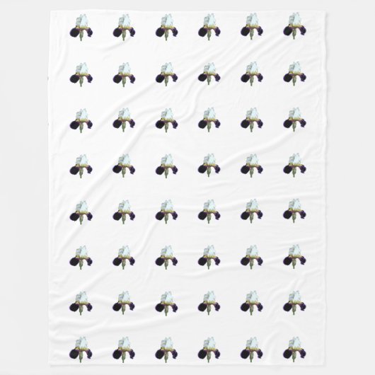 Paarse en Witte Iris Fleece Deken (Voorkant)