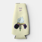 Paarse en Witte Iris Fles Koozie Koeler (Voorkant)