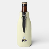 Paarse en Witte Iris Fles Koozie Koeler (Fles Achterkant)