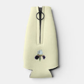 Paarse en Witte Iris Fles Koozie Koeler (Achterkant)