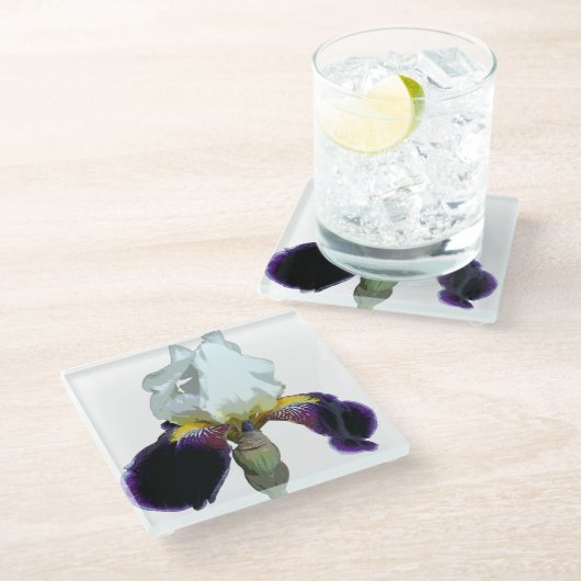 Paarse en Witte Iris Glas Onderzetters (Schuin)