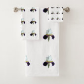 Paarse en Witte Iris Handdoekenset Bad Handdoek (Insitu)