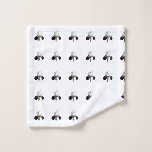 Paarse en Witte Iris Handdoekenset Bad Handdoek (Wasdoekje)