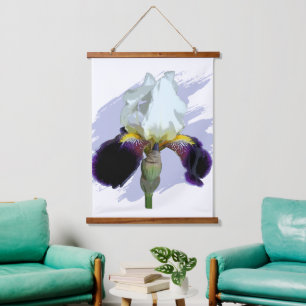 Paarse en Witte Iris Hangend Wandkleed