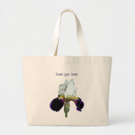 Paarse en Witte Iris Jumbo Tote Grote Tote Bag