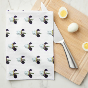 Paarse en Witte Iris Keukenhanddoek