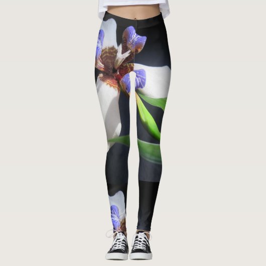 Paarse en witte Iris Leggings (Voorkant)