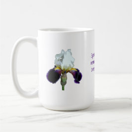 Paarse en Witte Iris met Quote Koffiemok