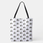 Paarse en Witte Iris Over de hele Tote Bag (Achterkant)