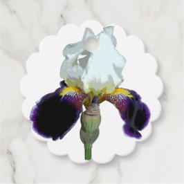 Paarse en Witte Iris Papier Favor Tags Bedankjes Labels