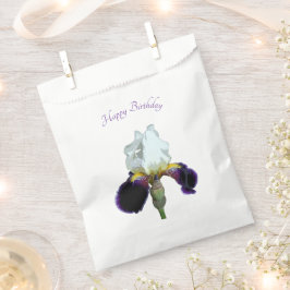 Paarse en Witte Iris Papier Favorieten Zak Bedankzakje