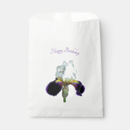 Paarse en Witte Iris Papier Favorieten Zak Bedankzakje
