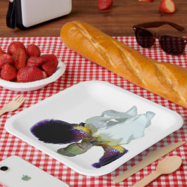 Paarse en Witte Iris Papieren Borden Bordje